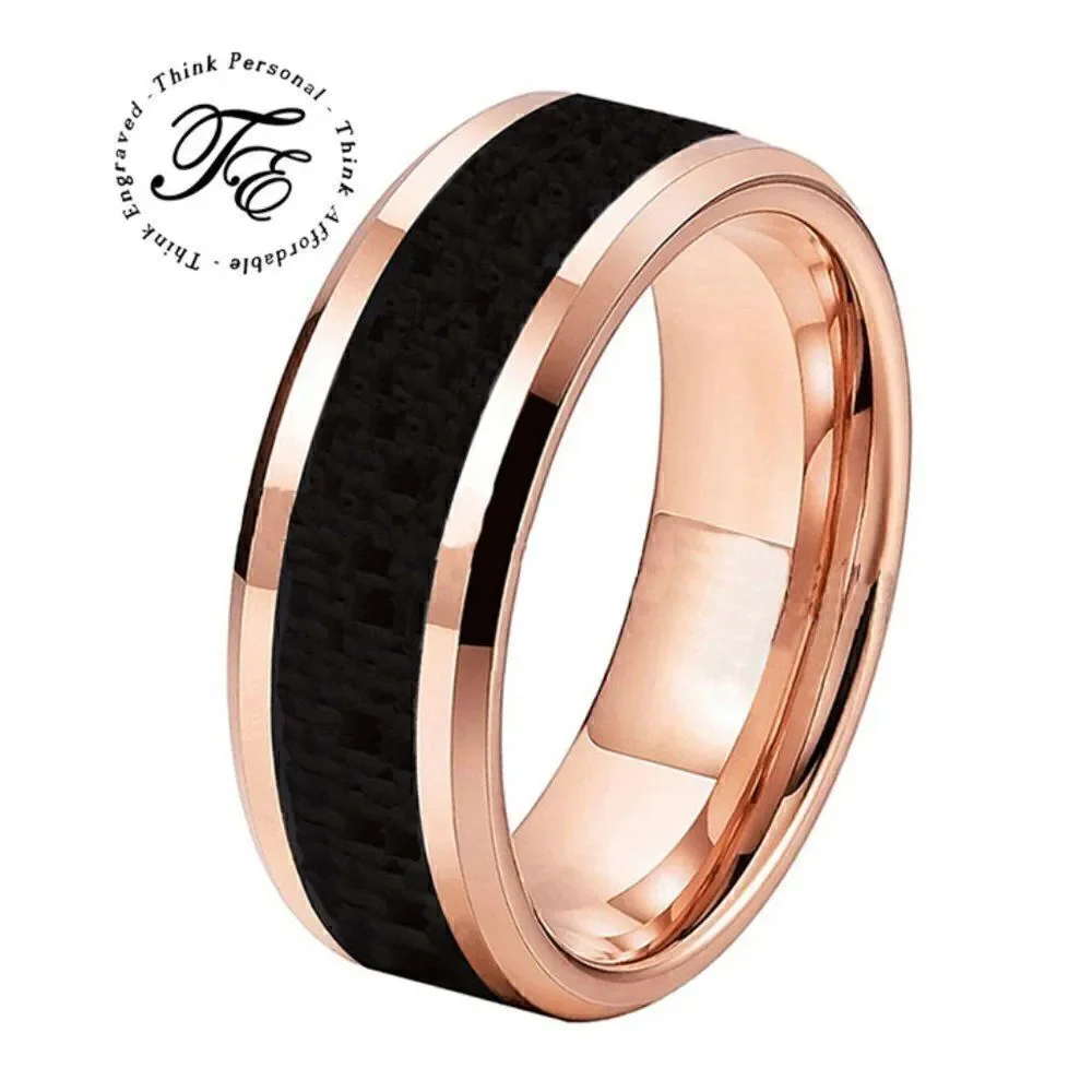 Men's Rose gold and Black Ceramic Wedding Ring - Wedding Ring For Guys
